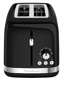 Тостер Moulinex Soleil LT301810 на 2 широкі слоти, ретро дизайн, 7 рівнів підсмажування, підігрівач, ліфтер, 3 функції з підсвічуванням, чорний synthetic.ua - Фото 1