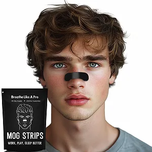 Смужки від хропіння Mog, 30 шт, для носа, екстра сильні, від головного болю, покращують дихання, чорні synthetic.ua - Фото 1