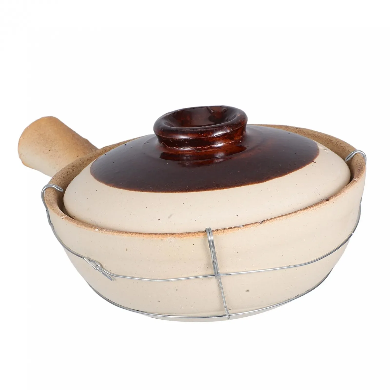 Глиняний горщик теракотовий Homoyoyo з ручкою для рису супів та тушкування універсальний керамічний, фото №1