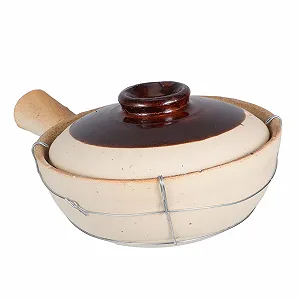 Глиняный горшок терракотовый Homoyoyo с ручкой для риса супов и тушения универсальный керамический - Фото 1