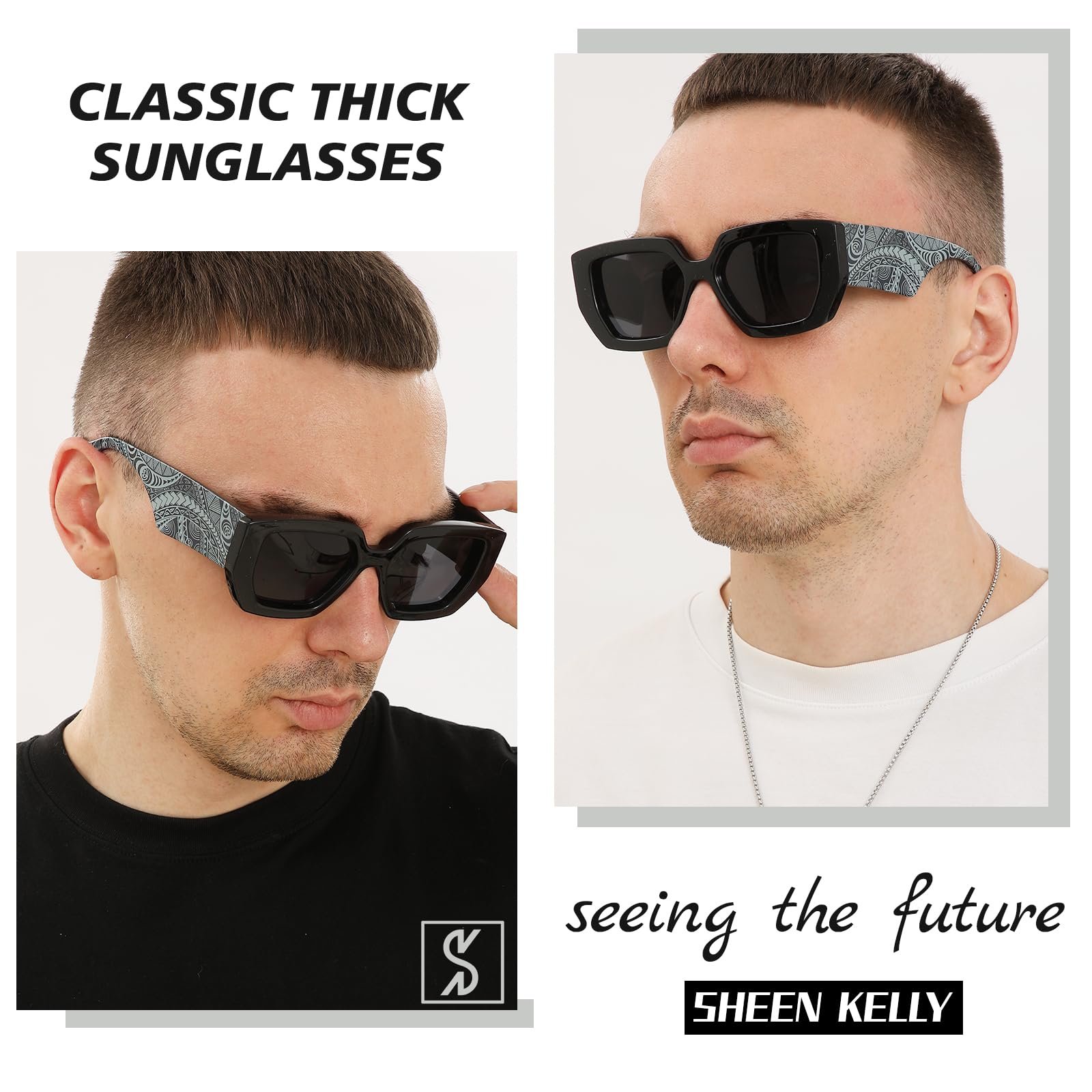 Сонцезахисні окуляри Ретро Великого Розміру SHEEN KELLY Квадратні Метелики T2, фото №4