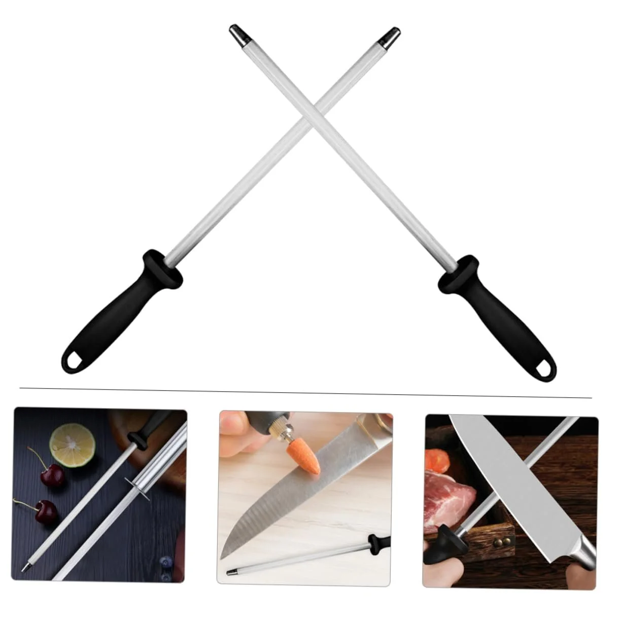 Професійне Точило 2 шт. з нержавіючої сталі та ПП з мусатом для кухонних ножів, фото №5