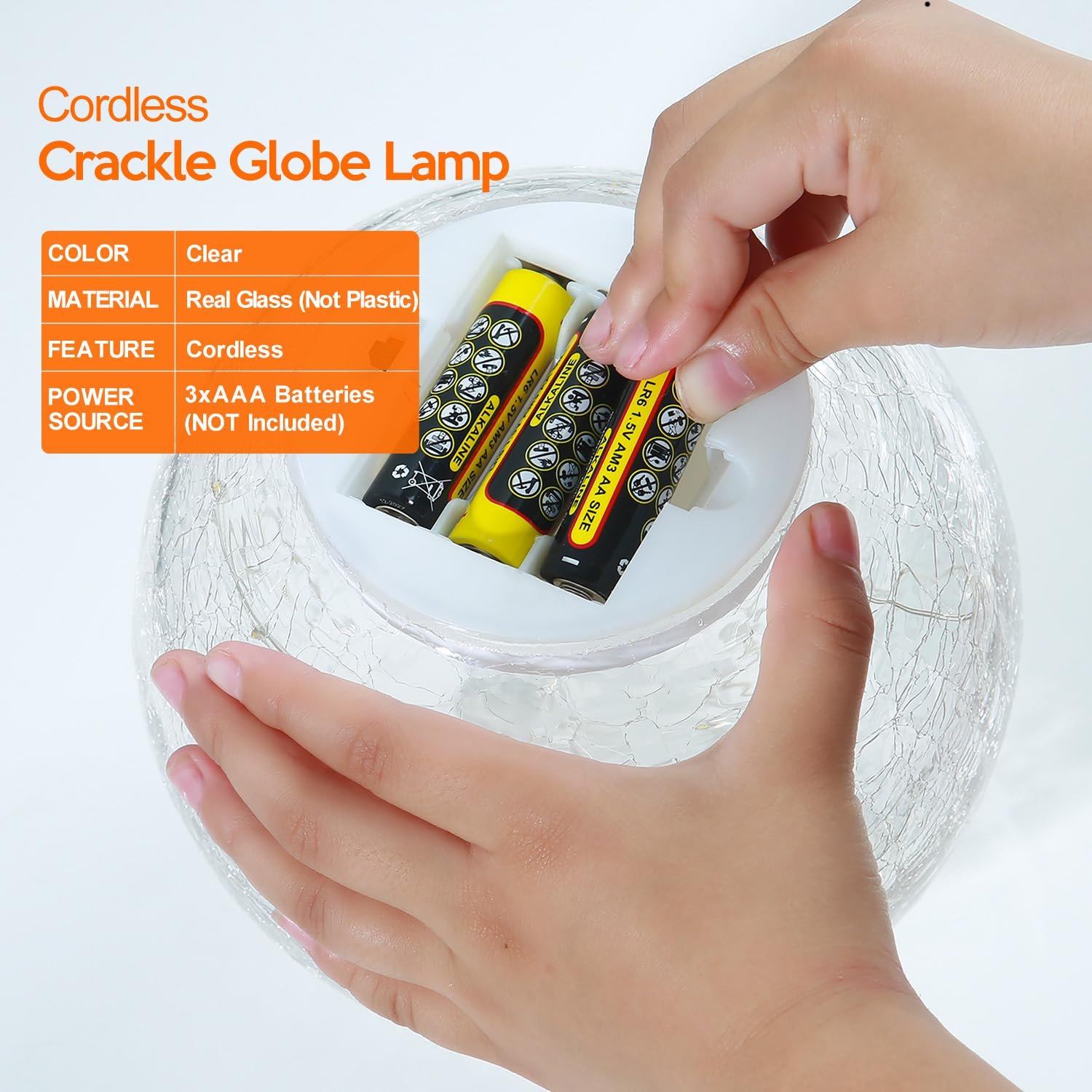 Настільна лампа-нічник LED Crackle Glass Ball Cardinal Червона, фото №2