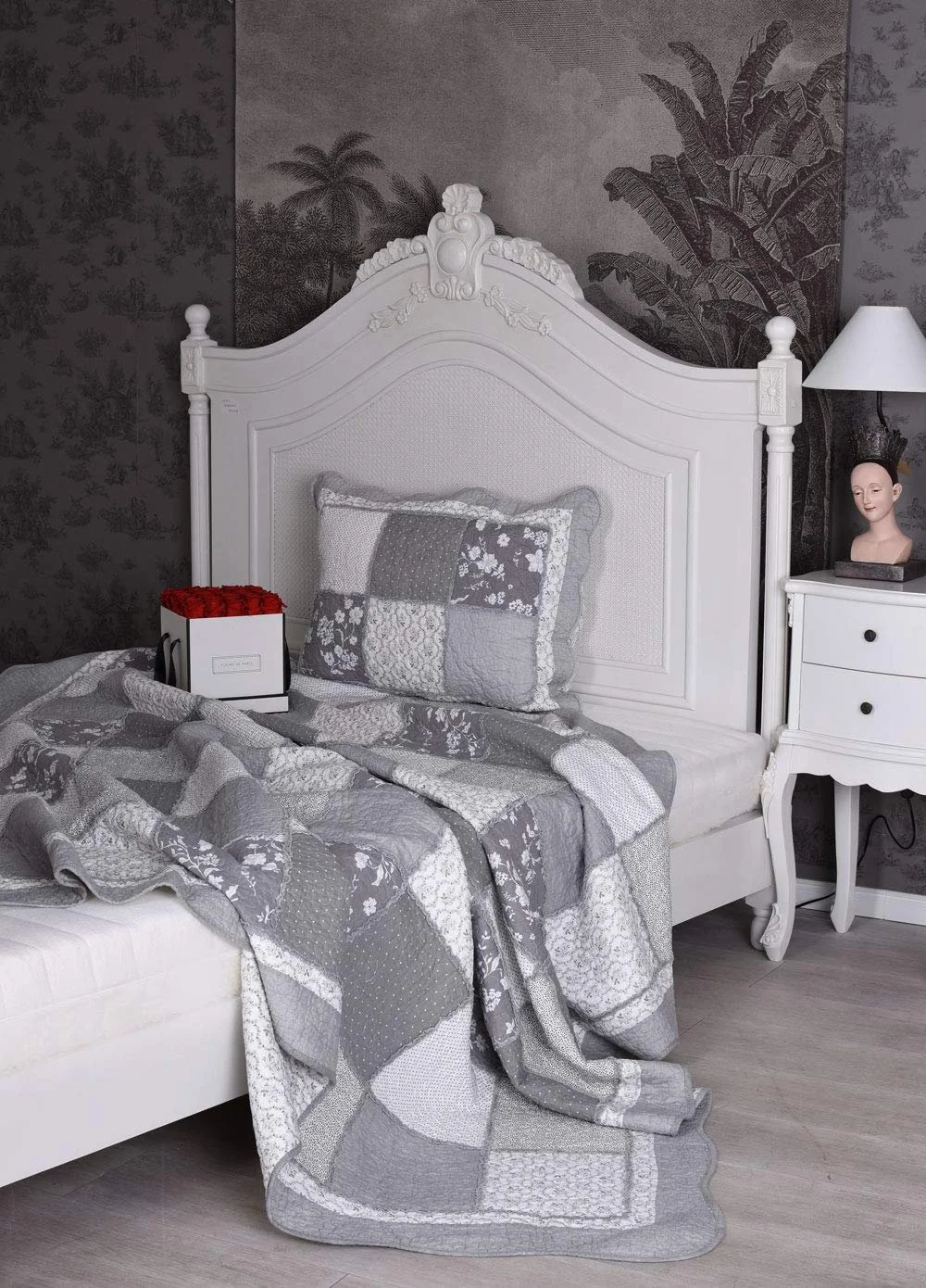 Покривало клаптикове XXL Сірий Накидка на ліжко Покривало Кантрі Хаус KDM019 Palazzo Exclusive, фото №6