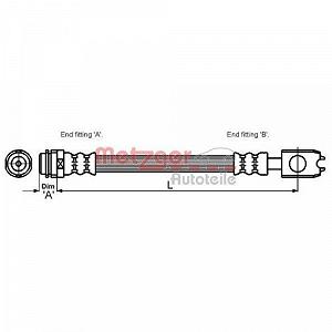 Гальмівний шланг METZGER 4116210 SKODA VAG передня вісь зліва synthetic.ua - Фото 1