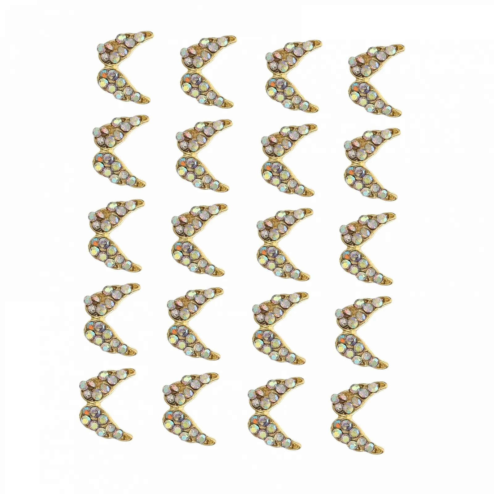 Стразы для ногтей Сердце, 20 шт., украшения для маникюра, наклейки на ногти в форме сердца, блестки для ногтей крылья, стразы для ногтей с плоским основанием, разноцветные сплавы, фото №1