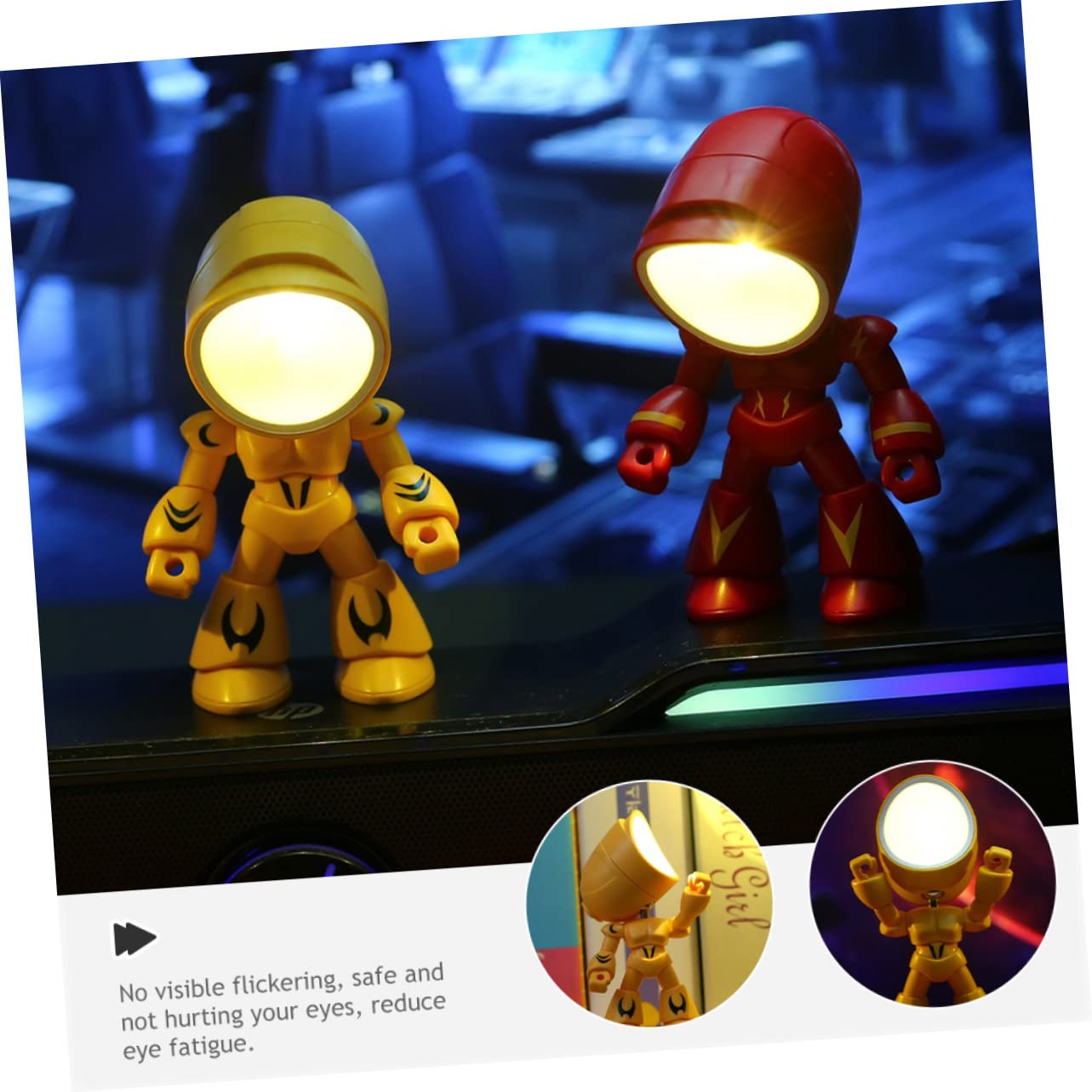 Лампа HEMOTON Night Light Robot Столовая Светодиодная Ночная Маленькая Настольная Робот Лампа Ночная Лампочка Кнопочный Элемент Питания Детская Ночная Лампа, фото №2