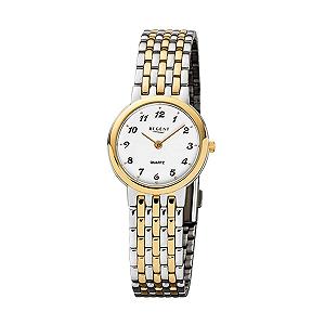 Женские часы Аналоговые Regent URF1048 Браслет из нержавеющей стали Серебряный Золотой Кварцевые часы Циферблат Белый, Браслет - Фото 1