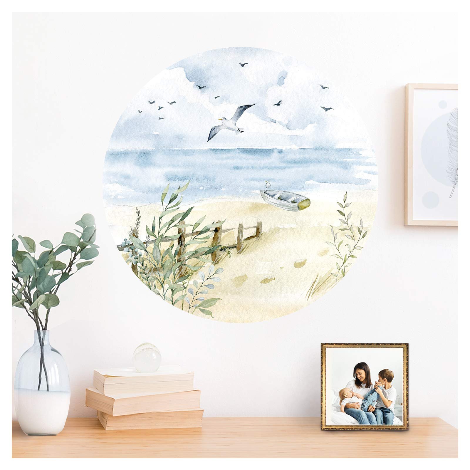 Наклейка на стіну Grandora Coast DL580 Чайки та човен 60 см, фото №1