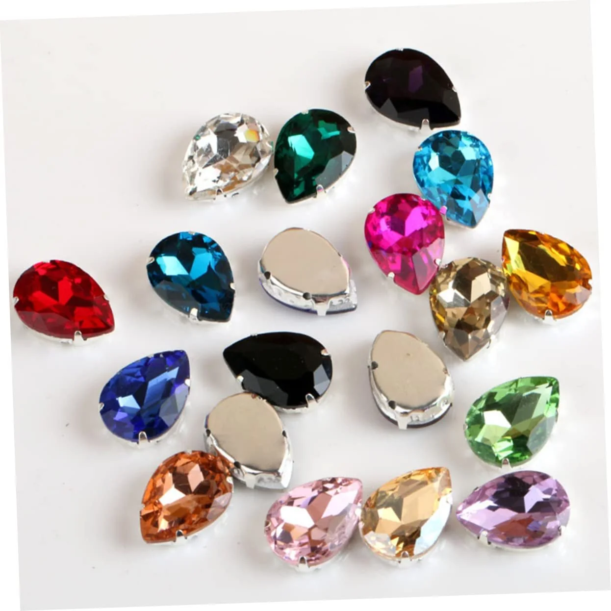 Стразы Капля Воды для Одежды 50 шт., Светло-зеленые, Стразы для шитья, Высококачественные стразы ручной работы для обуви, сумок и одежды, фото №3