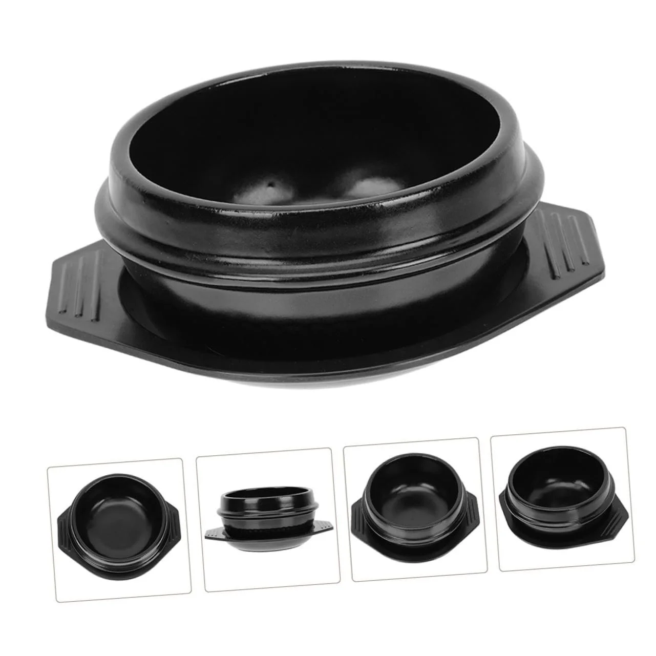 Кастрюля для бибимбапа керамическая жаростойкая с нескользящей изоляционной подставкой ручки, фото №5