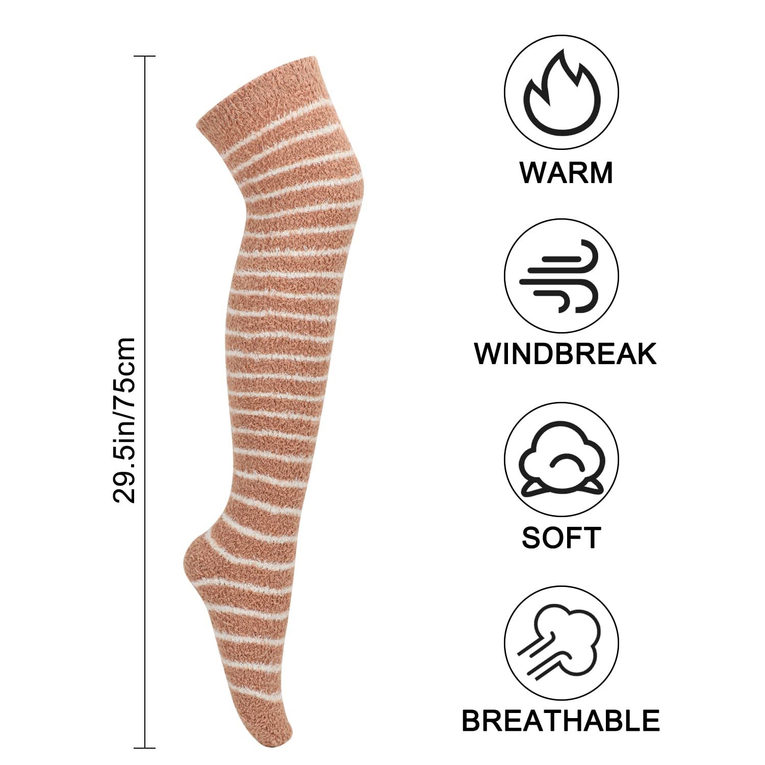 Высокие носки Fluffy для девушек, 2 пары, зимние, разноцветные, фото №3