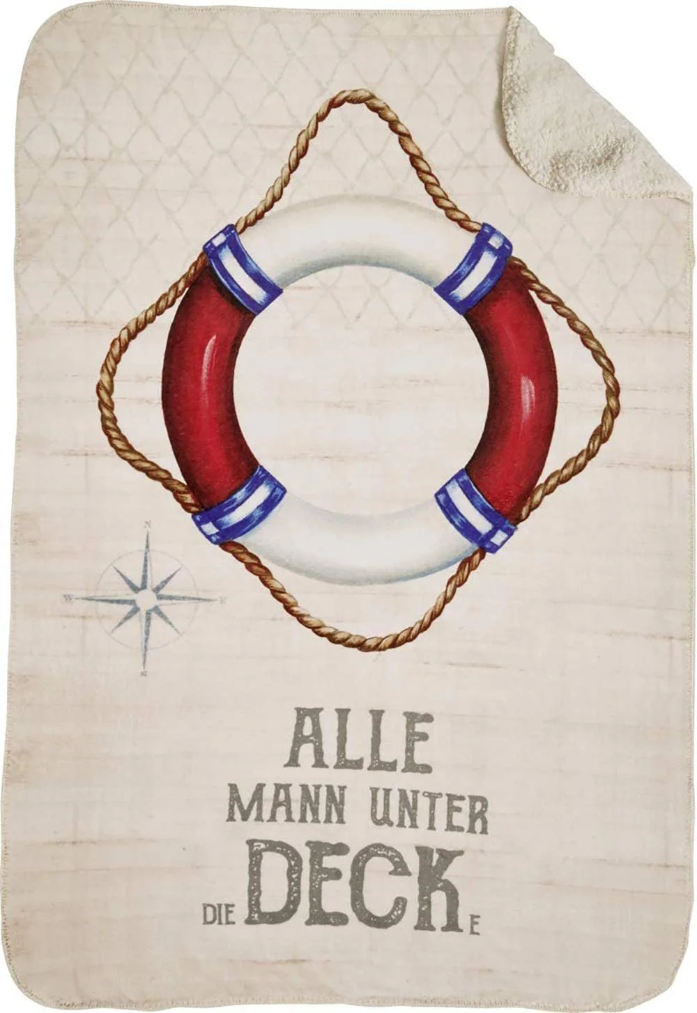 Плед Osters Muschel-Sammler-Shop М'який плед + 2 подушки Рятувальний круг Ласкаво просимо на борт, фото №2