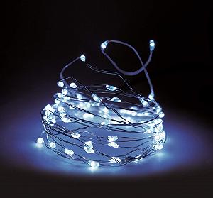 Дротяна гірлянда 160 LED з таймером та 8 функціями - Холодний білий - Мікро гірлянда на батарейках для внутрішнього та зовнішнього використання - Фото 1