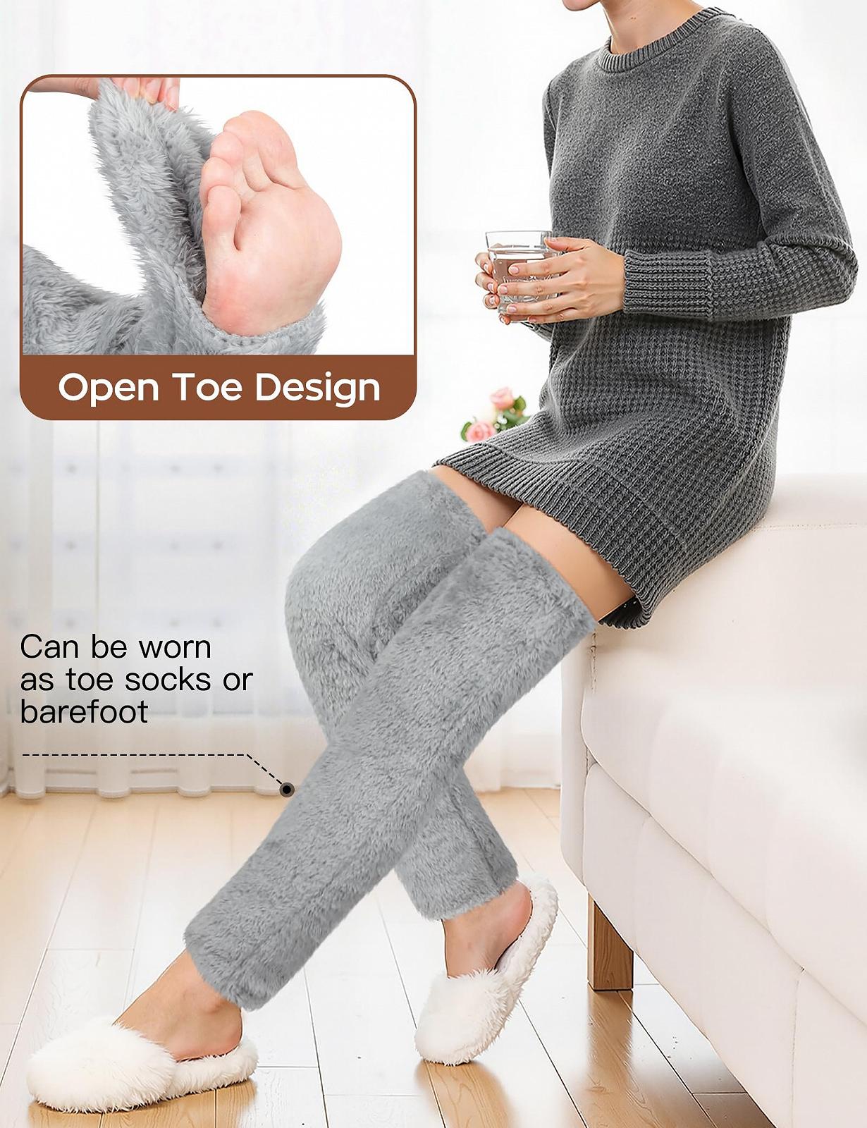 Теплые чулки выше колен Becellen, Плюшевые пушистые чулки до колен, Зимние носки, Домашние уютные носки, Длинные носки для мужчин и женщин, фото №4
