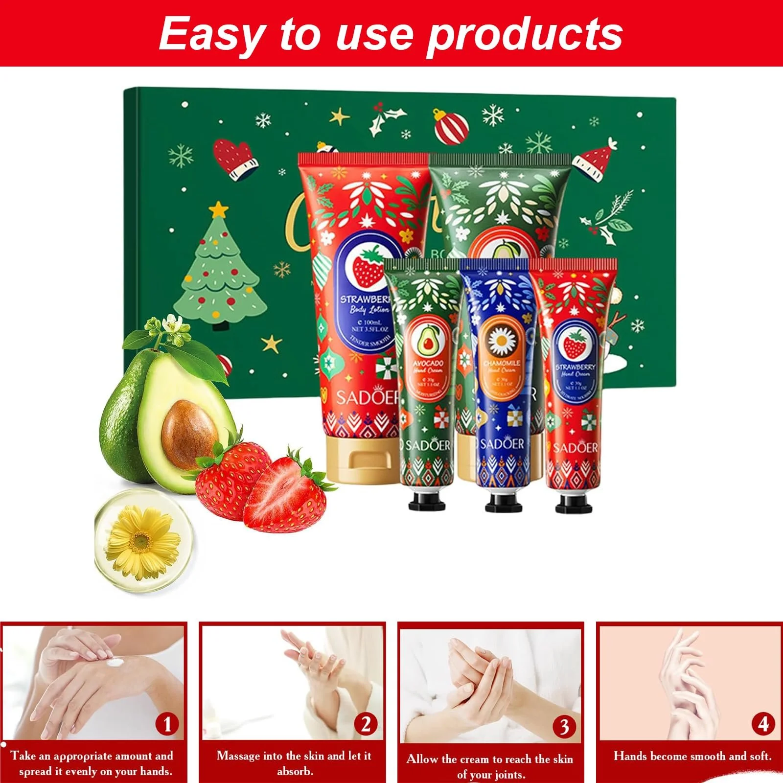 Крем для рук и лосьон для тела Рождественский набор, 3 x Крема для рук + 2 x Лосьона для тела, фото №5