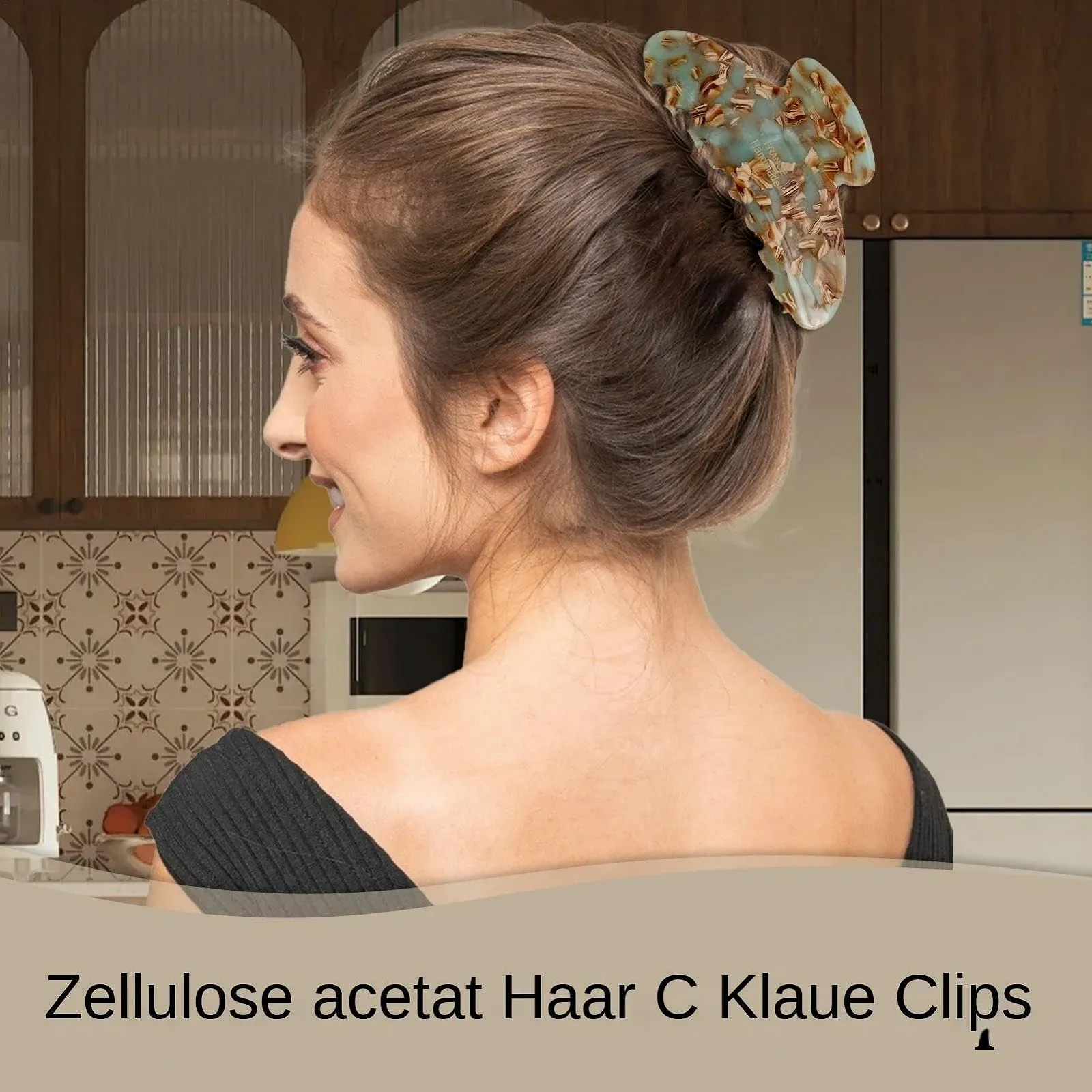 Большая заколка-краб для волос - Женская большая заколка из ацетата целлюлозы для густых волос Trendy Turtle Цвет черепаховый, фото №4