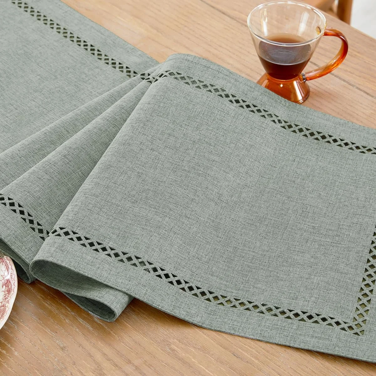Ранер для столу Wracra Boho Linen Style Rustic Geometric Hollow Two-Layer 150 см Сірий, фото №5 Ранер для столу Wracra Boho Linen Style Rustic Geometric Hollow Two-Layer 150 см Сірий, фото №5