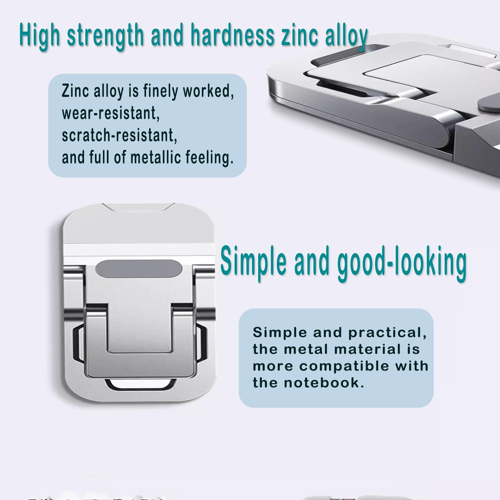 Подставка для ноутбука Mini Цинковый сплав Складная Портативная Подставка-лифтер для компьютерной клавиатуры с 2 регулируемыми углами Наклейка Невидимая Серебристый, фото №3 Подставка для ноутбука Mini Цинковый сплав Складная Портативная Подставка-лифтер для компьютерной клавиатуры с 2 регулируемыми углами Наклейка Невидимая Серебристый, фото №3