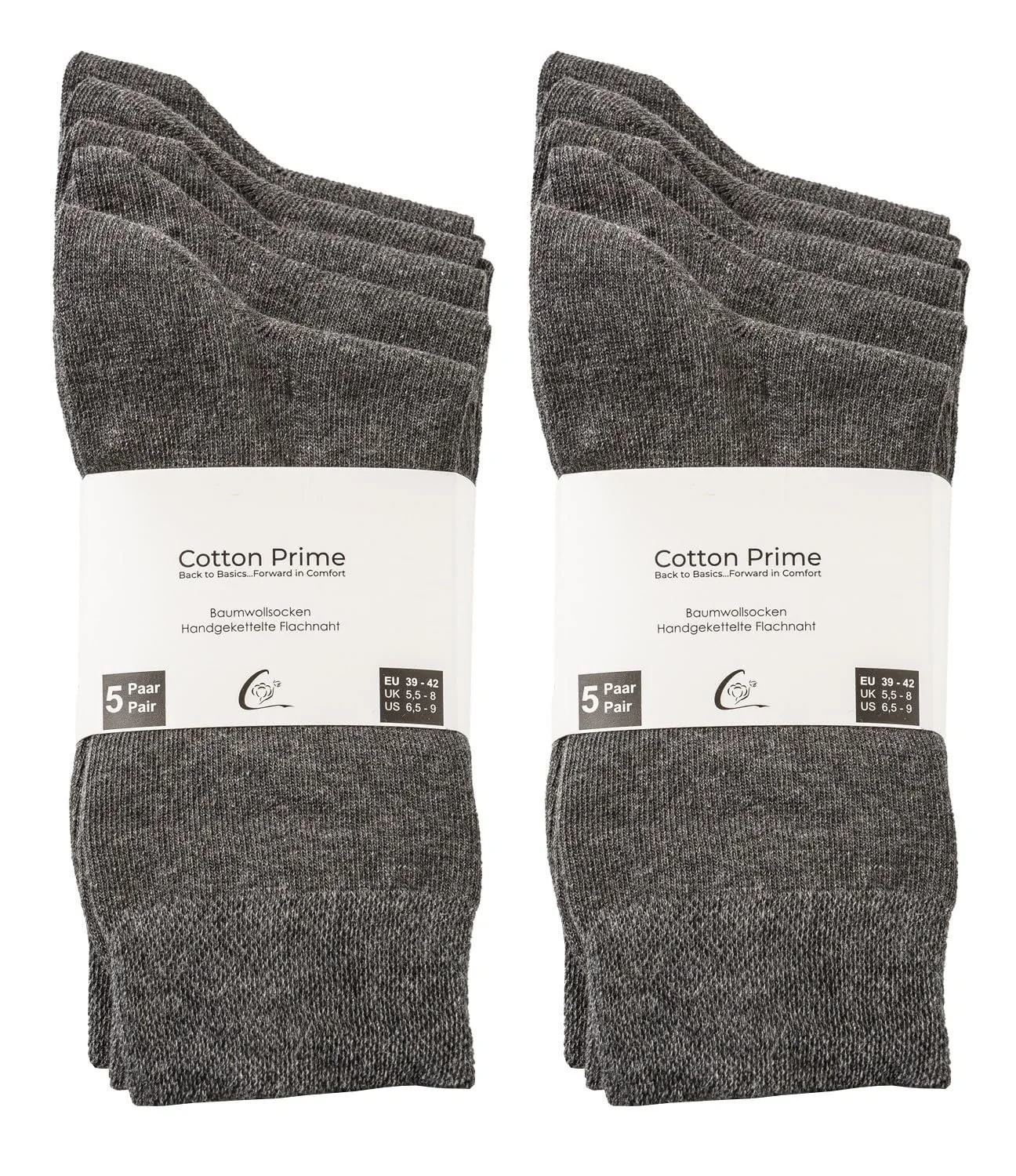 Носки Cotton Prime Basic Мужские и Женские (10 пар) Классические носки из хлопка, Черный, Белый, Антрацит, Синий, Разноцветные, Размеры: 35-50, фото №2