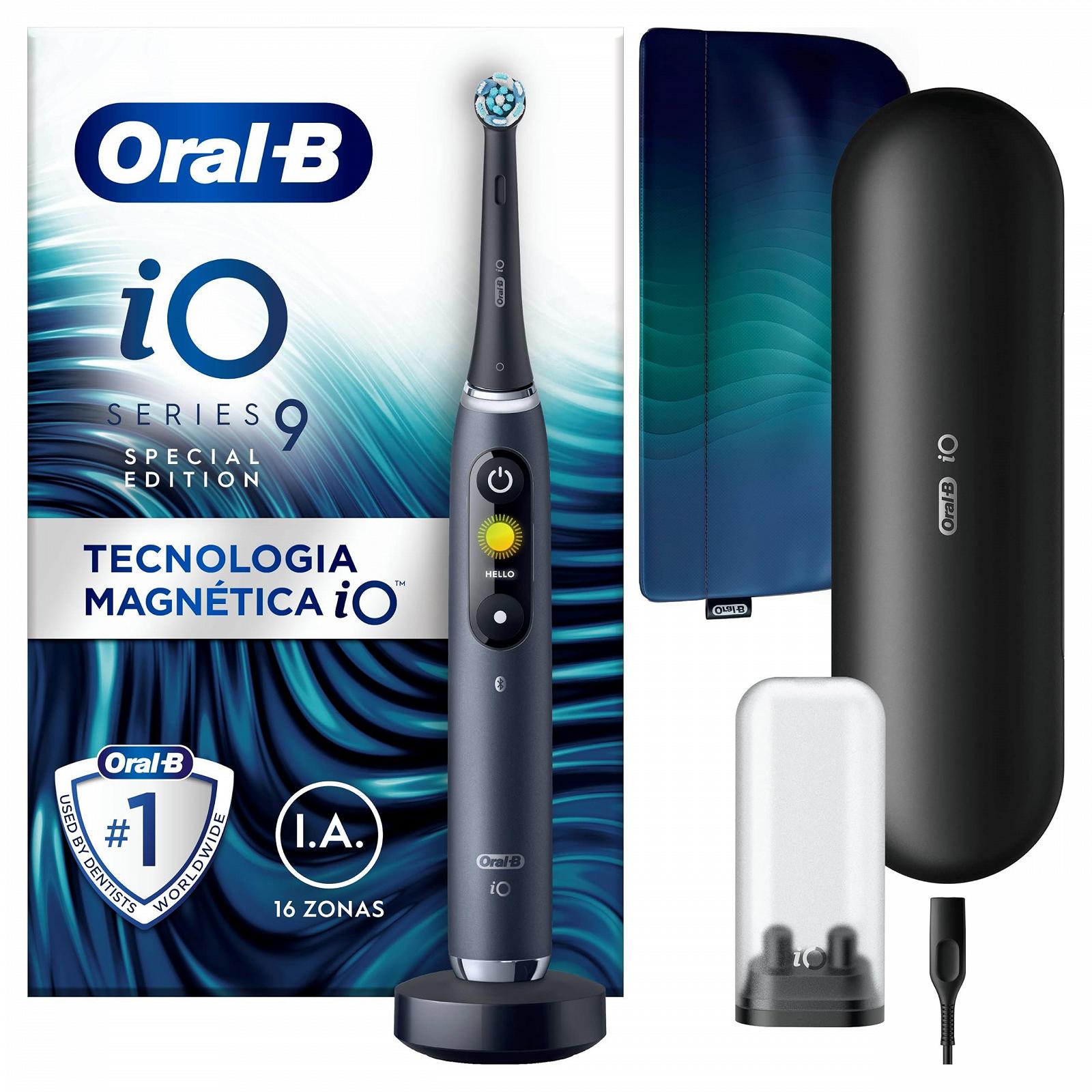 Зубная щетка электрическая Oral-B iO Series 9 с искусственным интеллектом, перезаряжаемая, 1 основное устройство, 1 насадка и 1 дорожный футляр, черная, фото №1