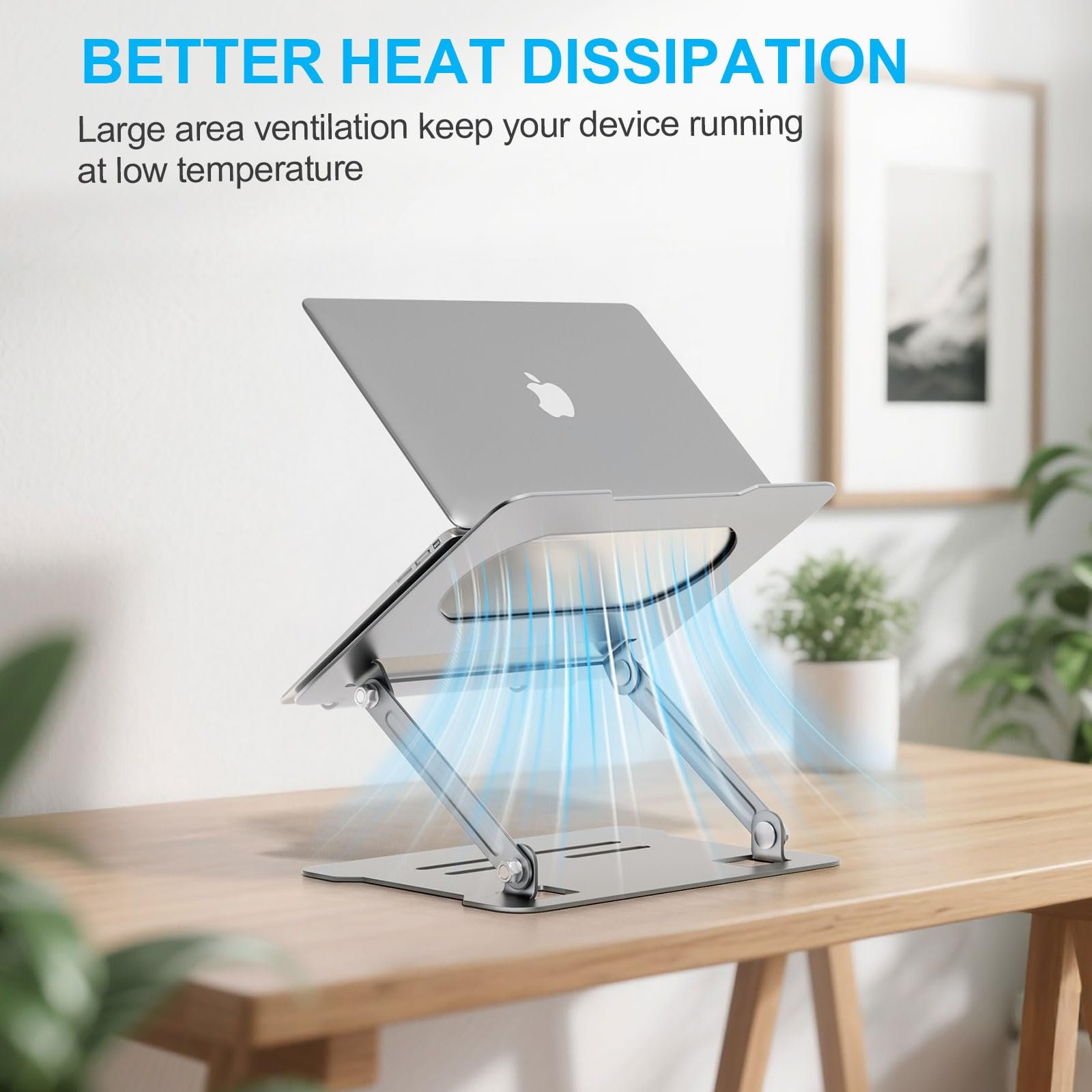 Підставка для ноутбука AXFEE Регульована по висоті, портативна, виготовлена з вуглецевої сталі, ергономічна складна, фото №5