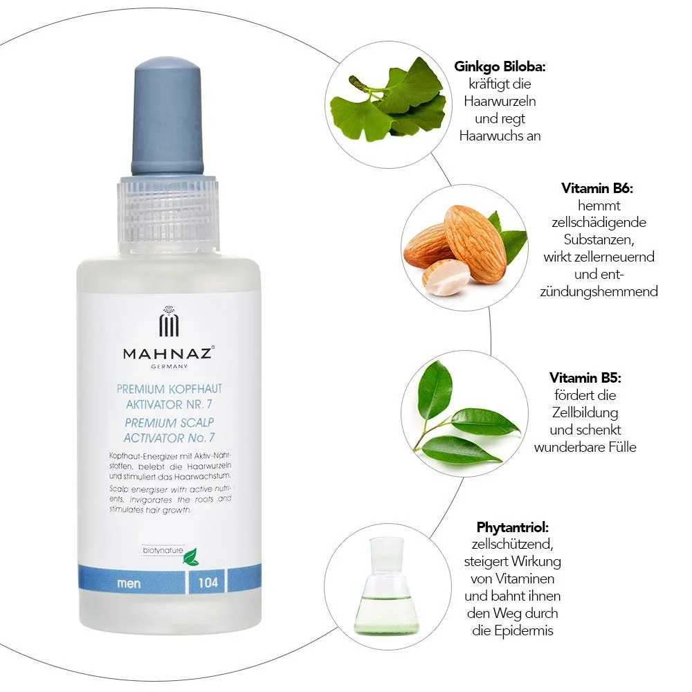 Активатор для шкіри голови MAHNAZ Premium No. 7 Проти випадіння волосся, для зміцнення та стимуляції росту волосся, фото №3 Активатор для шкіри голови MAHNAZ Premium No. 7 Проти випадіння волосся, для зміцнення та стимуляції росту волосся, фото №3