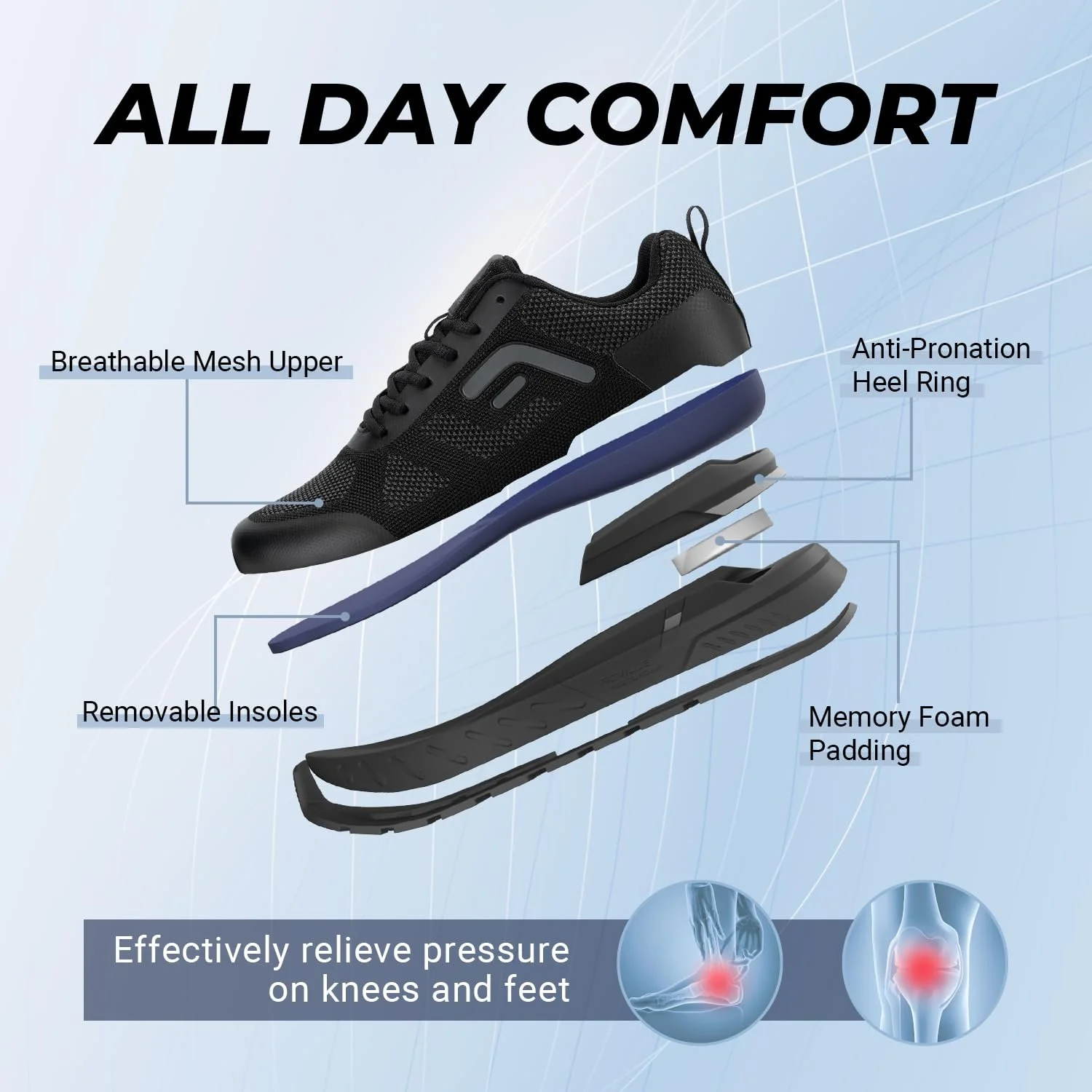 Кросівки FitVille для ходьби, надширокі, чоловічі, легкі, дихаючі, яскрава підошва, фото №3