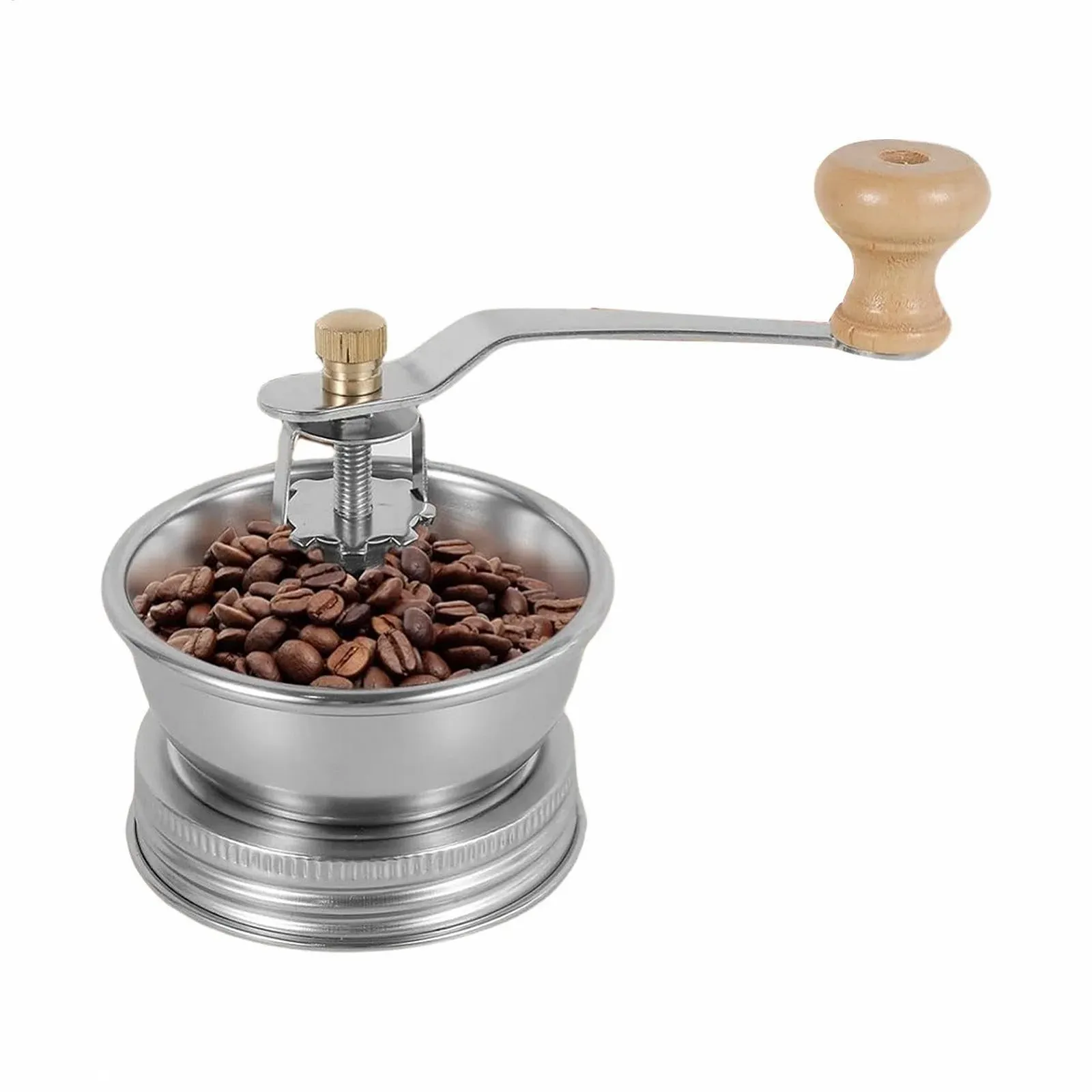 Кавомолка ручна для банки Mason з кришкою, портативна для кемпінгу, з нержавіючої сталі з ручкою для Mason, фото №7