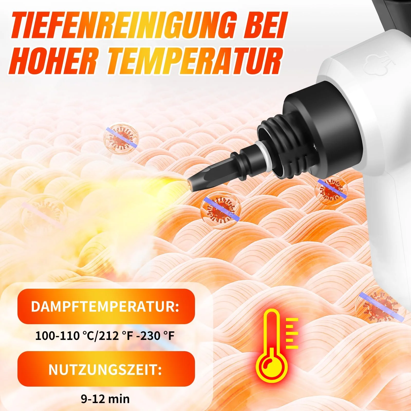 Пароочиститель высокого давления 3800 W 400 ml 7 аксессуаров IPX4 для автомобиля и дома, фото №2 Пароочиститель высокого давления 3800 W 400 ml 7 аксессуаров IPX4 для автомобиля и дома, фото №2