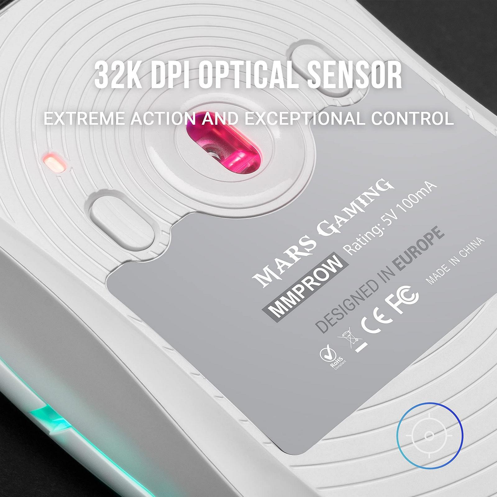 Мышь Игровая MARSGAMING MMPROW Белая, ультралегкая, для обеих рук, RGB Chroma, оптическая 32K DPI, фото №4