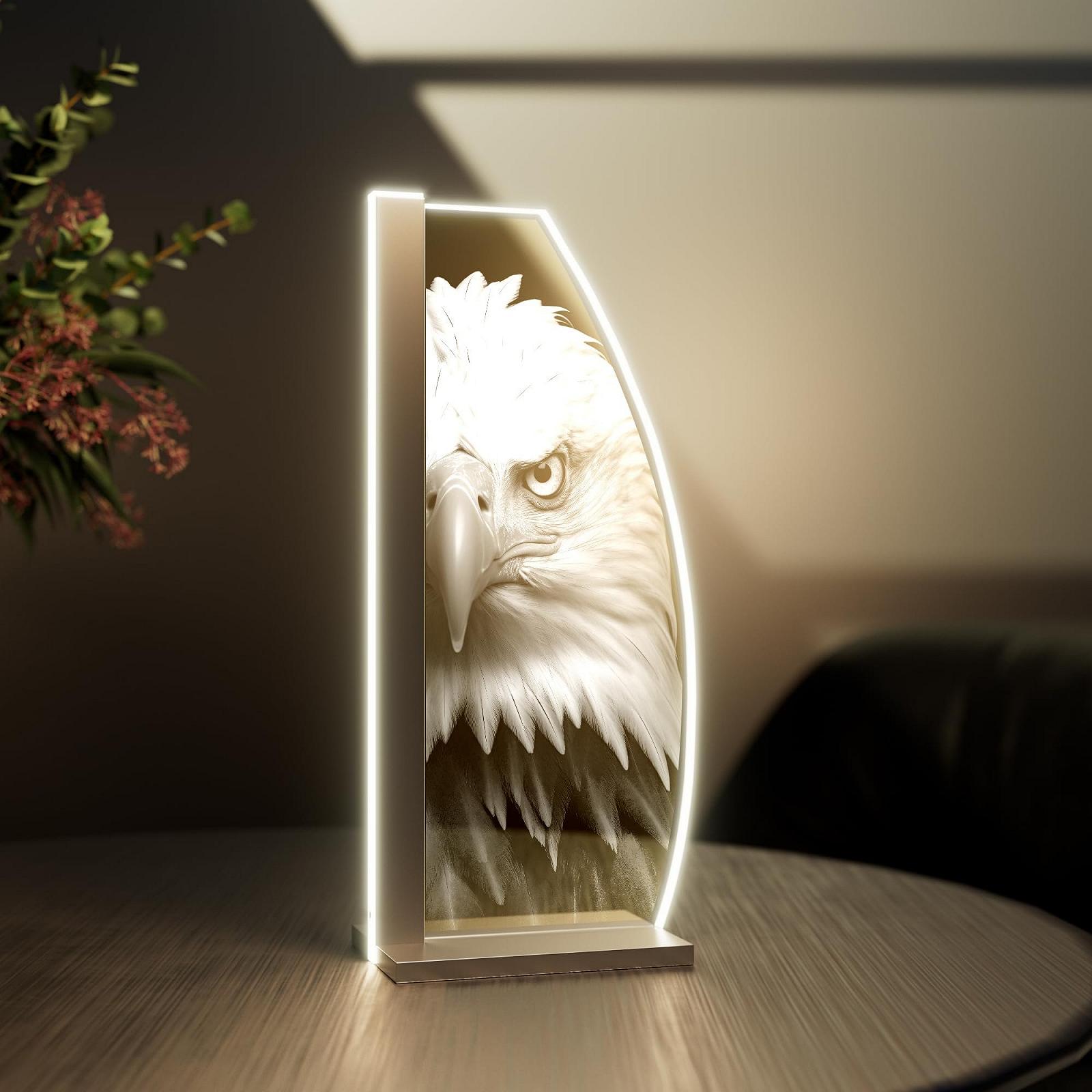 Настільна лампа Animals Eagle Eye LED скляна з гравіюванням срібляста, фото №6
