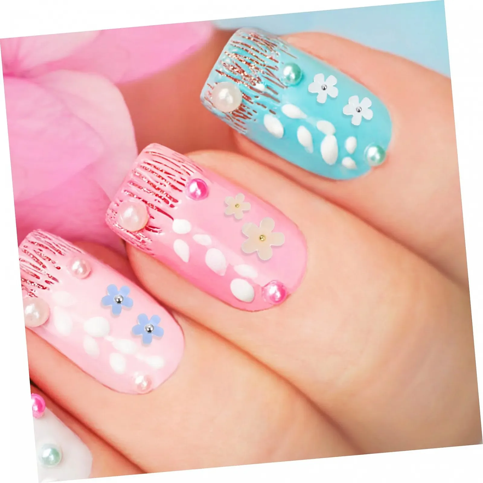 Украшения для ногтей Цветы 3D FRCOLOR 24 коробки Жемчуг Стальные шарики, фото №3