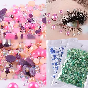 Напівкруглі намистини з пласкої смоли 50г для DIY рукоділля, розсипні намистини, штучні перлини для скрапбукінгу, прикраси чохла для телефону для нейл-арту Білий synthetic.ua - Фото 1