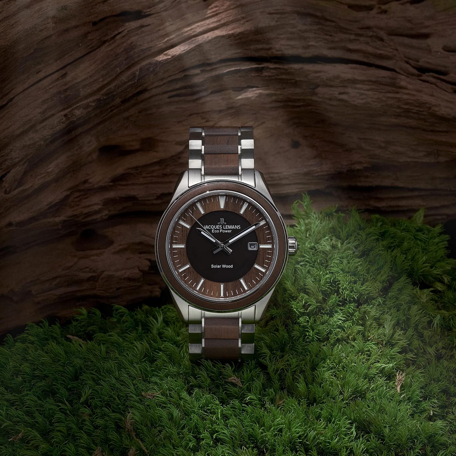 Мужские часы JACQUES LEMANS Eco Power 1-2116 Хронограф Нержавеющая сталь Ремешок из яблочной кожи, фото №3