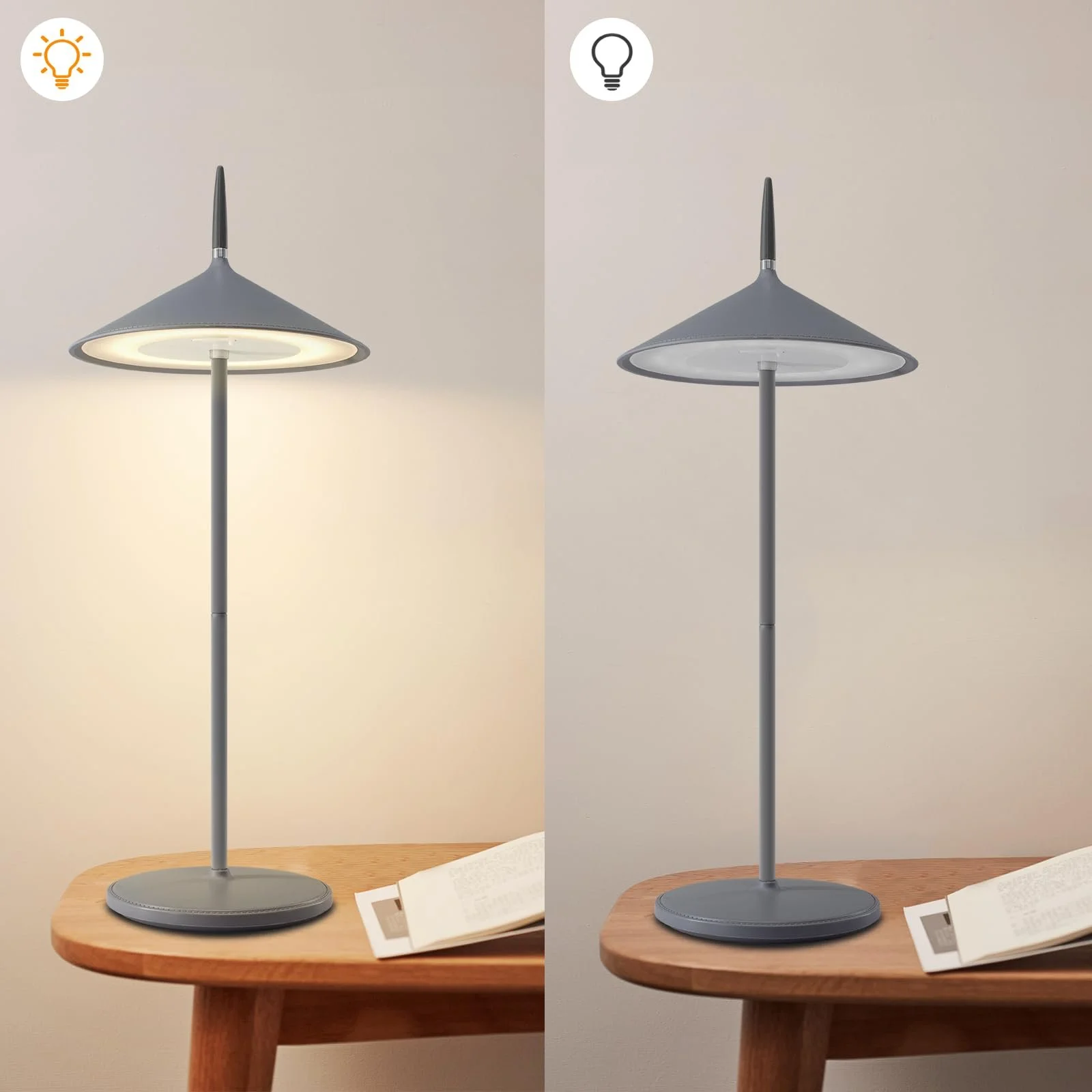 Настільна лампа LED акумуляторна сенсорна IP44 USB-C Сірий, фото №4