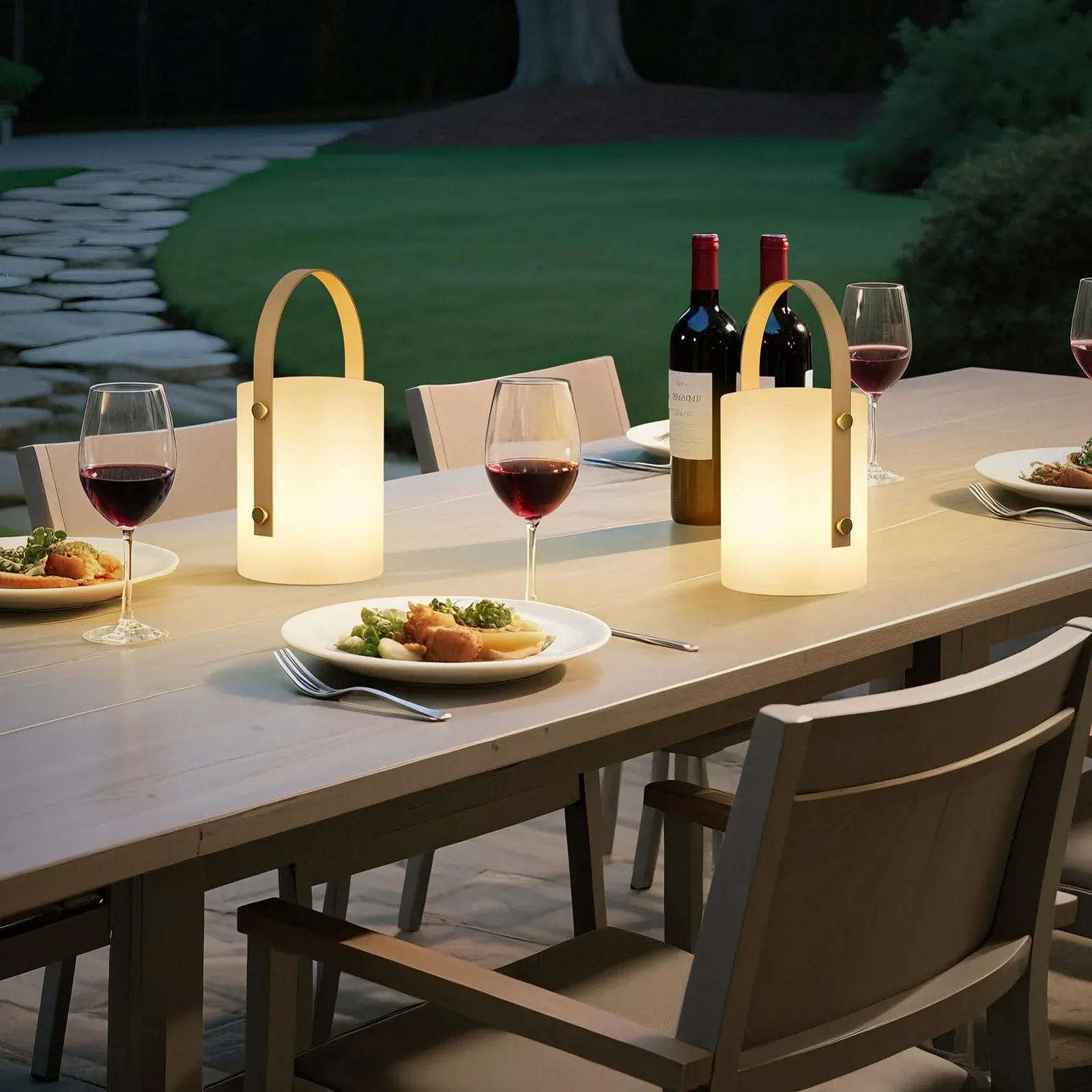 Настільна лампа LED FUYO Акумуляторна Плавне регулювання USB-C Пульт ДК 8 кольорів RGB IP44 Біла Набір з 2 шт., фото №7