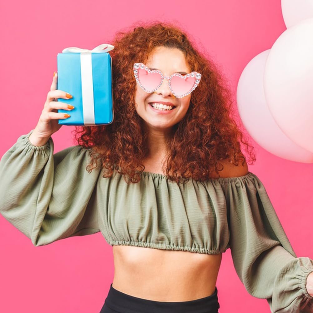 Сонцезахисні Окуляри Серцеподібні MKKZLPN Білі/рожеві (2 шт), фото №5