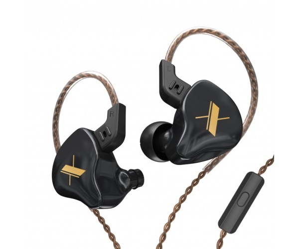 Вакуумні навушники KZ EDX з завушними гачками Чорний, фото №1