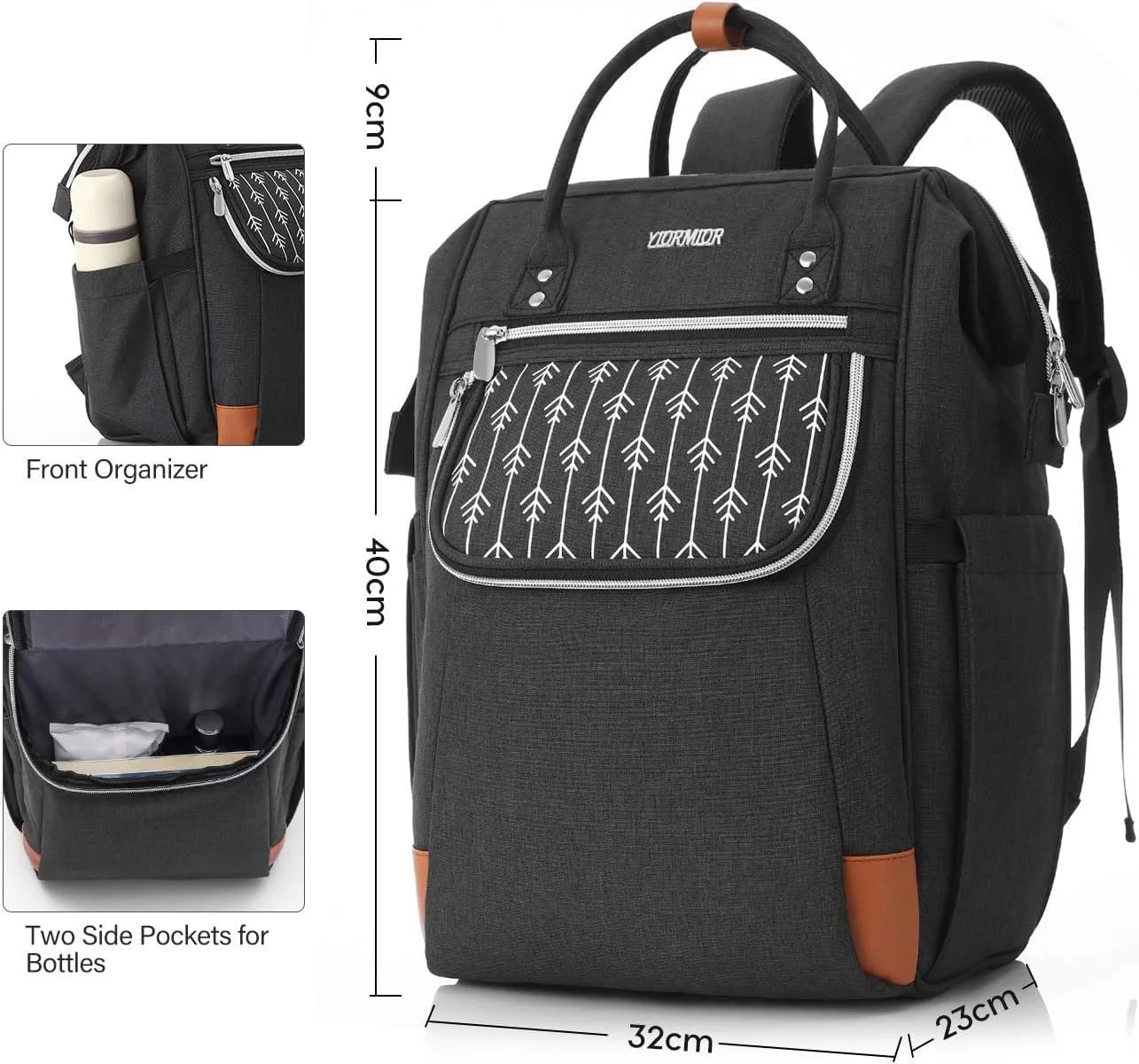 Рюкзак для ноутбука YIORMIOR 15.6 дюймів Modern Black, фото №5