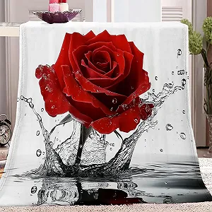 Фланелева Покривало Однотонний малюнок краплі води троянди, червоний, 200 x 200 см - Фото 1