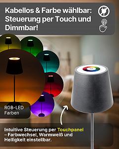Настільна лампа SCHWAIGER 2-in-1 RGB LED Touch USB-C IP44 Антрацит synthetic.ua - Фото 1