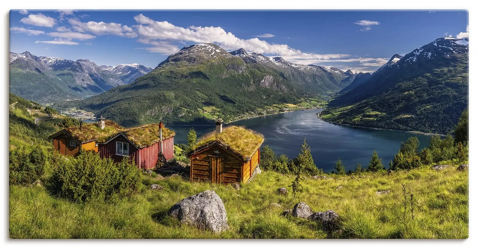 Картина на полотні ARTLAND U5HV 100 x 50 см Nature Mountains Lake Summer View Rakssetra Fjord Norway Travel, фото №1 Картина на полотні ARTLAND U5HV 100 x 50 см Nature Mountains Lake Summer View Rakssetra Fjord Norway Travel, фото №1