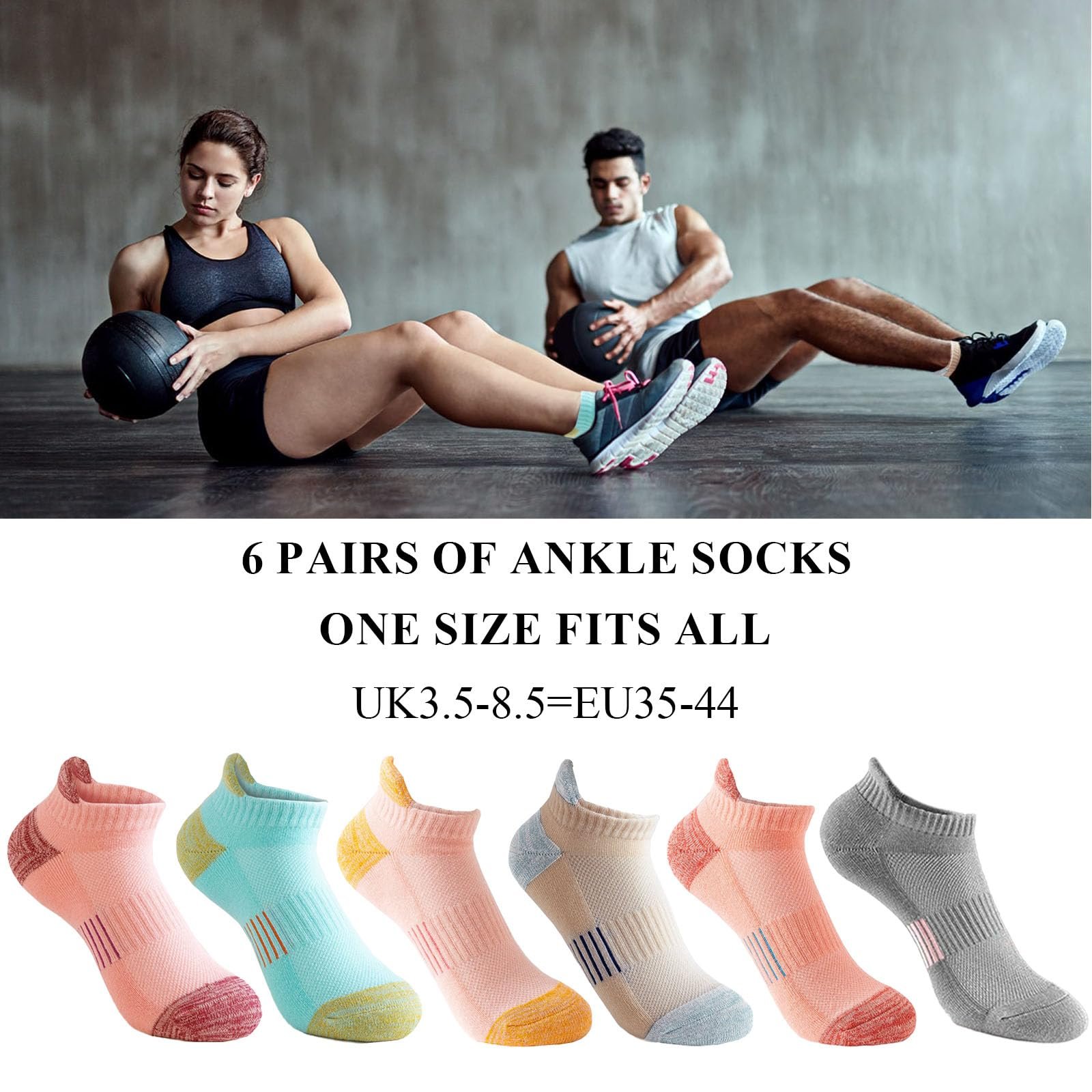 Носки спортивные KEYRI, 6 пар, для женщин и мужчин, короткие, дышащие, для бега, йоги, хайкинга, унисекс, фото №6