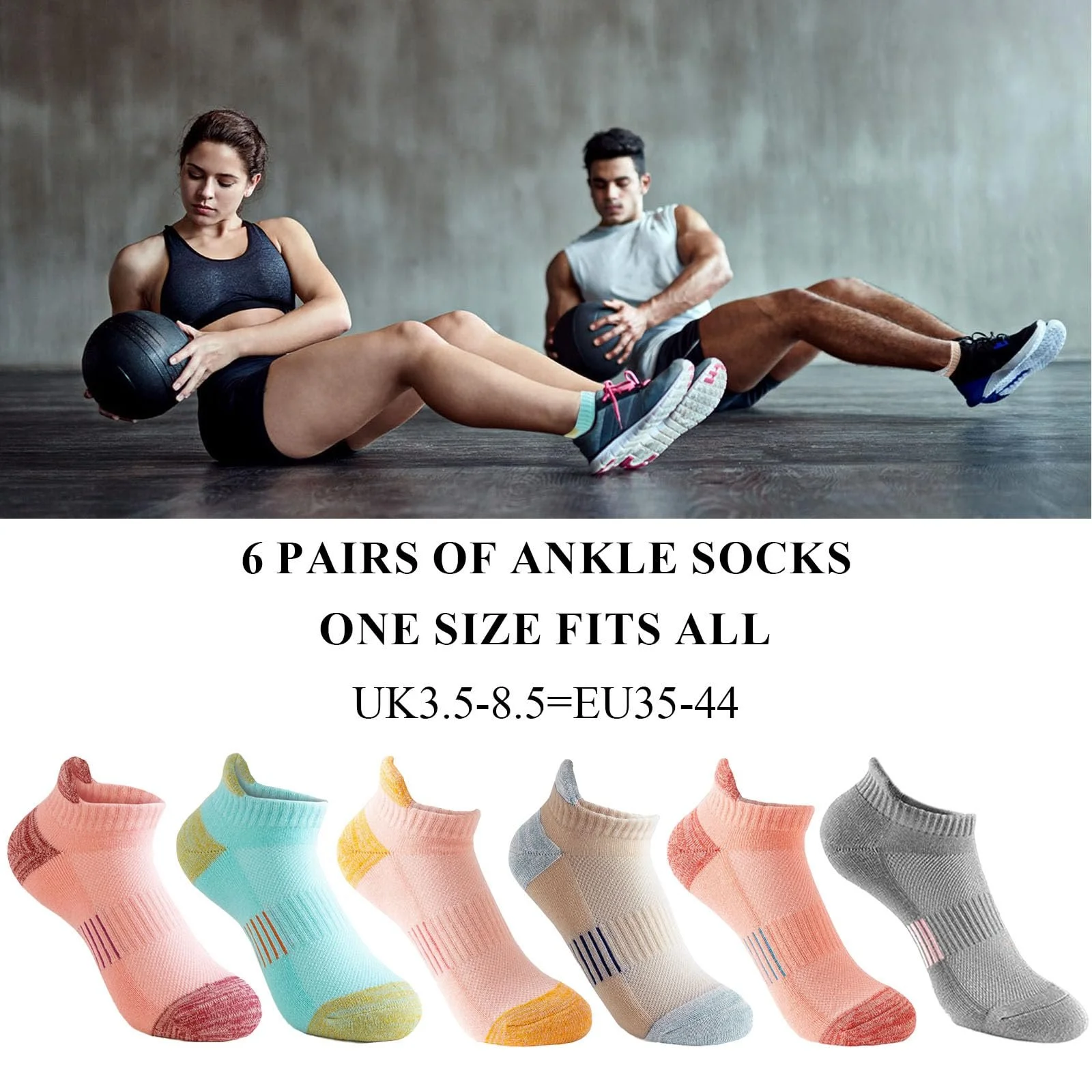 Носки спортивные KEYRI, 6 пар, для женщин и мужчин, короткие, дышащие, для бега, йоги, хайкинга, унисекс, фото №6
