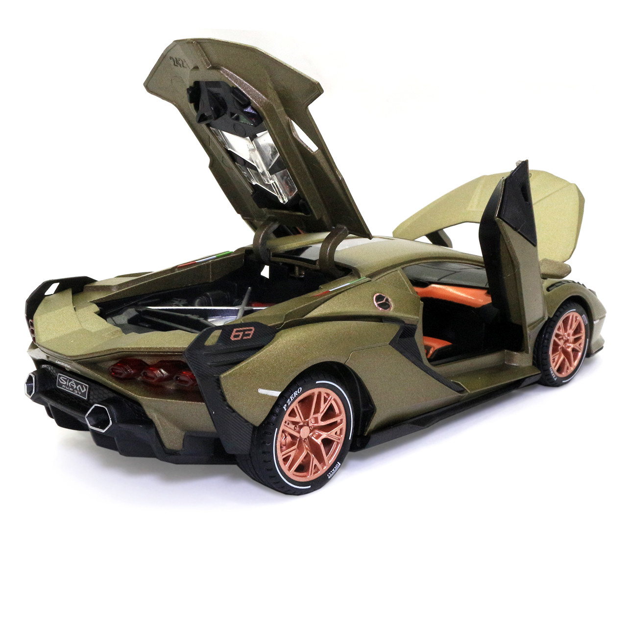 Игрушечная машинка металлическая Lamborghini Sian АвтоЕксперт Ламборджини Сиан свет звук 20*8*5 см хаки, фото №6