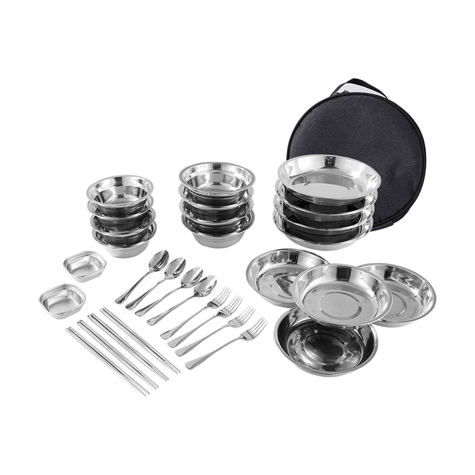 Набор тарелок и мисок из нержавеющей стали портативный для кемпинга, фото №7