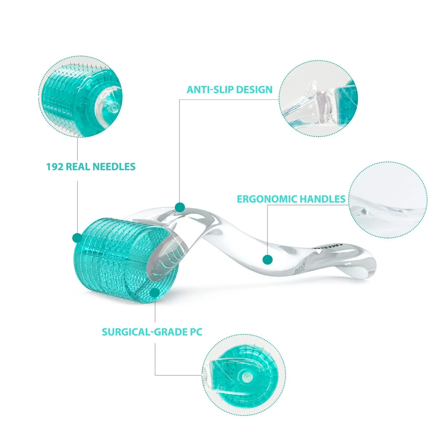 Ролик Derma AUDUODUO 192 голки 0.5 мм Срібні голки для обличчя, фото №3