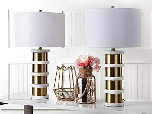 Настільна лампа Safavieh Juliette Набір з 2 шт. Метал 38 x 38 x 69.85 см Золота/Біла - Фото 1