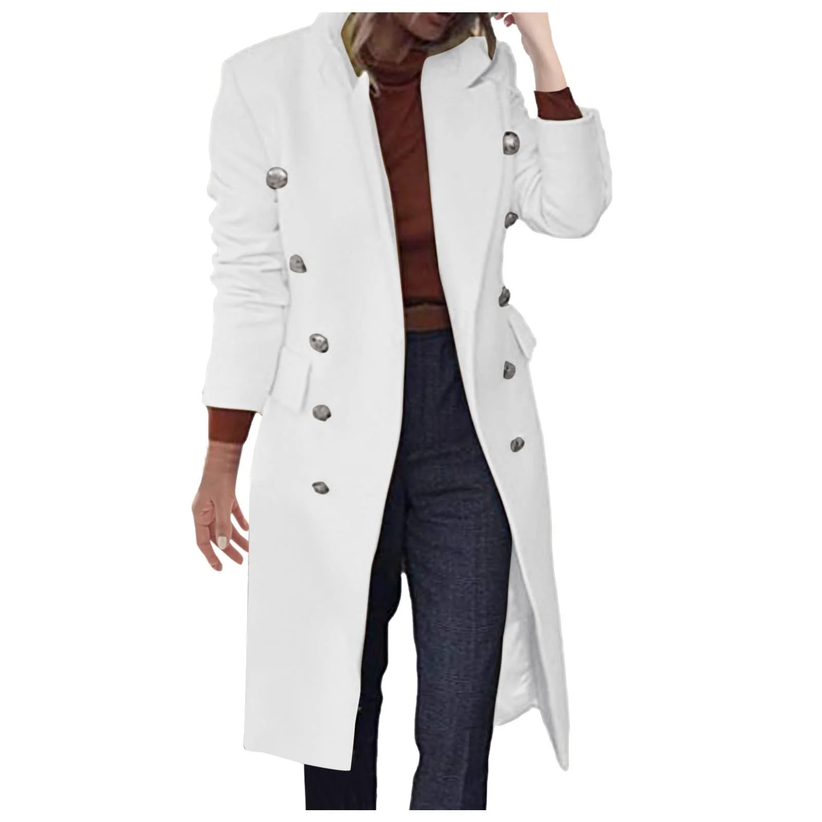 Жіноче пальто з штучної вовни Тонке довге елегантне тепле, фото №3 Жіноче пальто з штучної вовни Тонке довге елегантне тепле, фото №3